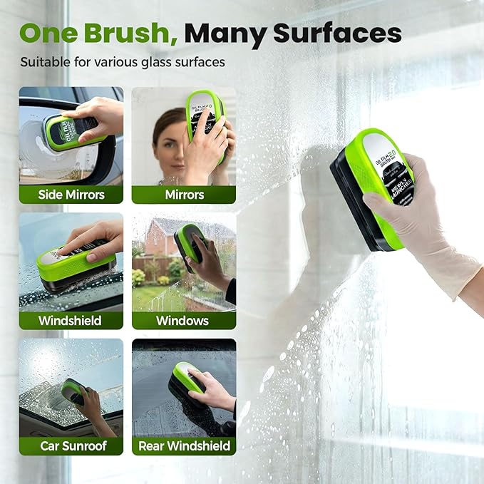 Upgrade 2.0 Glass Cleaning Board, Automotive Oil Film Cleaning Brush for Car Windows, Windshield Oil Film Remover with Cloth, Glass Oil Film Board Improving Clarity Visibility (2 Pack)