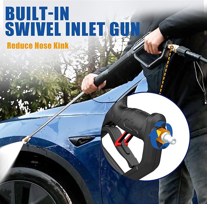 TOOLCY 3400 PSI & 2.8 GPM Gas Powered Pressure Washer with Onboard Soap Tank, Power Washer for Cleaning Cars Homes Patios Fences Driveways, Spray Gun, 5 Nozzles, 50FT Pressure Hose (Foldable Frame)