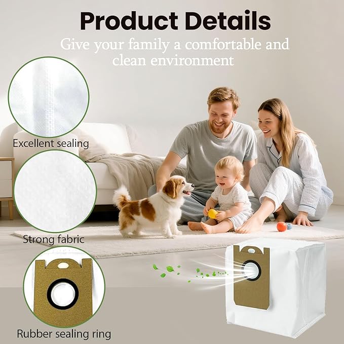 10 Pcs Dust Bgas for Laresar L6 Pro/AIRROBO T10+/Honiture Q6 Pro/iHome AutoVac Nova/Nova Pro/Luna Pro Robot Vacuum iHRVS1PRO-3BLK, Replacement 10 Vacuum Bags