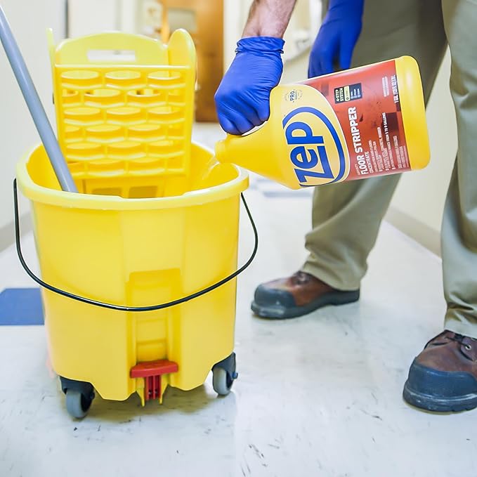Zep Heavy-Duty Floor Stripper Ammonia Free Concentrate - 5 Gallon (1 Pail) ZULFFS5G - Dissolves and Removes Polish and Heavy Buildup from Hard Floors, Use on Vinyl (VCT), Concrete, Rubber, and No-Wax