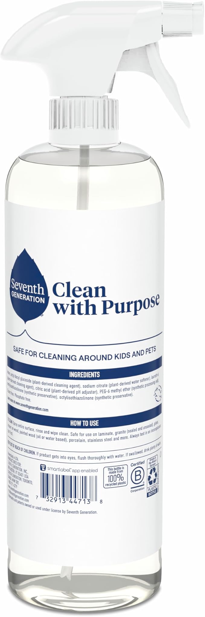 Seventh Generation All Purpose Cleaner, Biodegradable Formula, Free & Clear, 23 oz,(Pack of 8)