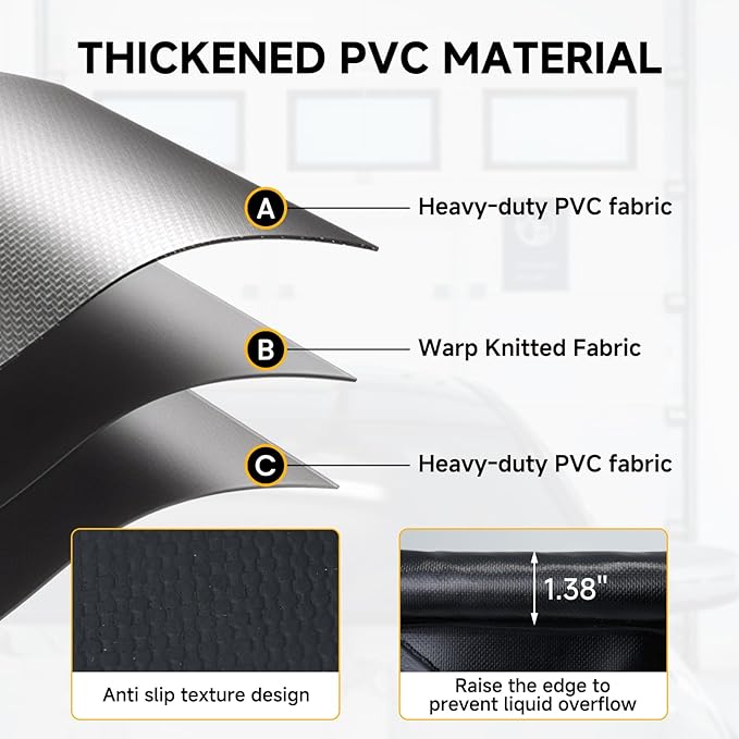 SUNYRISY 8'6" x 20' Containment Garage Floor Mat Under Car, Heavy Duty Waterproof Garage Carpet Floor Protection Non-Slip Parking Mat with Squeegee for Cars SUVs Trucks