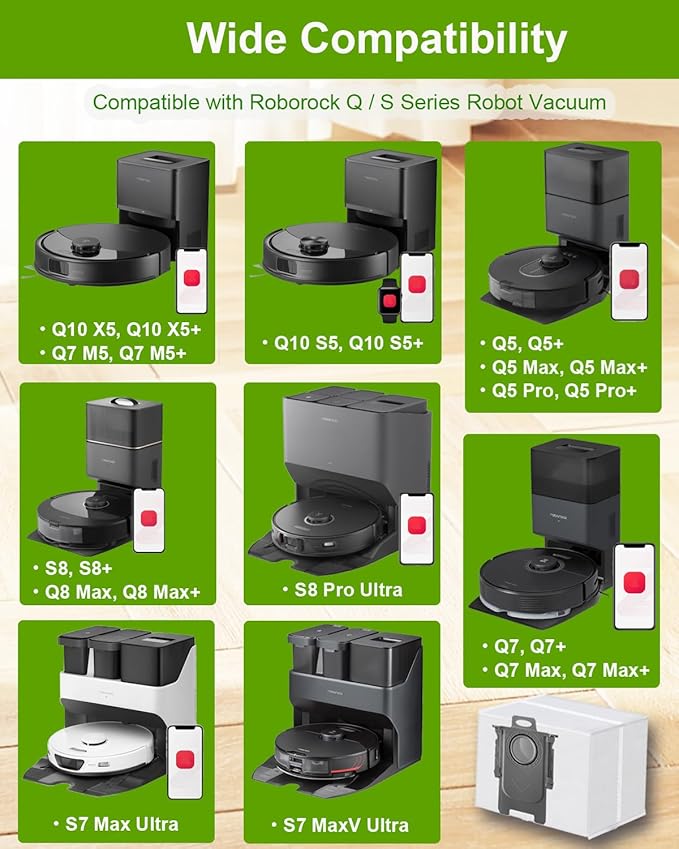 ApexOne 14 Packs Vacuum Dust Bags for Roborock S8 Pro Ultra/ S8+/ S7 Max Ultra/ S7 MaxV Ultra/ Q5+/ Q7+/ Q7 Max+/ Q5 Pro+/ Q8 Max+ Clean Base Automatic Dirt Disposal Cleaners, 3L Large Capacity