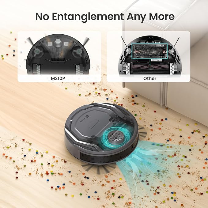 Lefant M210P Robot Vacuum Cleaner, 4000pa Suction, 200 Mins Runtime, Super Thin, Quiet, Self-Charging, Ideal for Pet Owners, Multi Surface Cleaning, APP/WiFi/Alexa Control, Gray