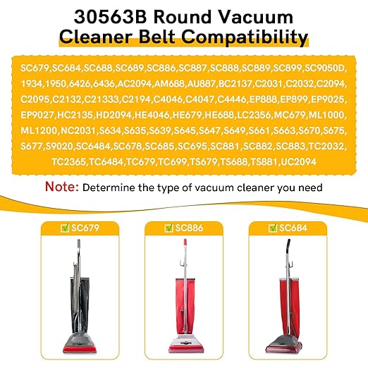 30563B Vacuum Belt for Sanitaire Eureka Commercial Upright Vacuum Cleaner, 66100 Round Vacuum Cleaner Belts for Sanitaire Eureka Style RD, SC679, SC684, SC688, SC886, SC887, SC888, SC899-20 Pack