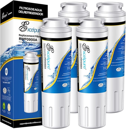 EXCELPURE UKF8001 Replacement for Whirlpool FILTER 4, EDR4RXD1, 4396395, WRX735SDBM00, RWF0900A, EFF-6007A, MFI2568AES, MFI2569VEM, RFC0900A, WF295, PURICLEAN II, Refrigerator Water Filter, 4PACK