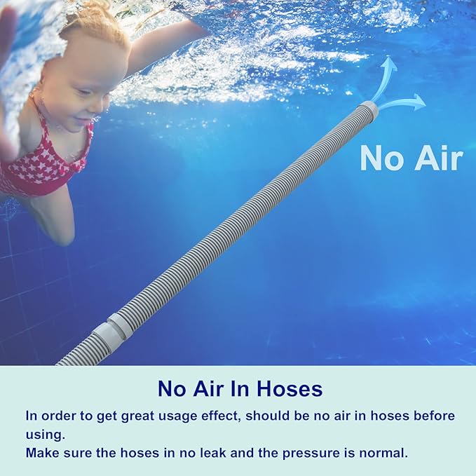 Poolvio Professional Swimming Pool Vacuum Cleaner Hose -1.5” 8 Piece Hoses for Pool Vacuum Extension/Replacement - Compatible with all Major Automatic Swimming Pool Cleaners