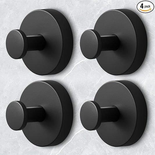Shower Hooks for Inside Shower,Large Suction Cup Hooks for Glass Window,Removable Towel Hooks for Bathrooms,4 Packs(Black)