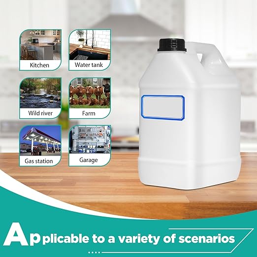 3 Pcs 1 Gallon Plastic Jug with Lids and Handles Translucent Square Liquid Storage Containers Reusable Empty Camping Water Jugs for Water Sauces Soaps Detergents Liquids Cleaning Solutions