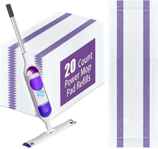 20 Count Disposable Mop Pad Refills for Power Mop,Includes 20 Super Absorbent Mop Pads,Replacement Mop Pad for Floor Cleaning