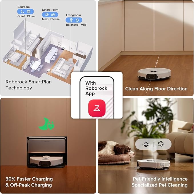 roborock S8 Max Ultra with Auto Water Refilling and Drainage System Robot Vacuum and Mop, FlexiArm Design, Smart Dirt Detection, Self-Emptying, 8000Pa Suction for Various Floors, Pet Hair, White