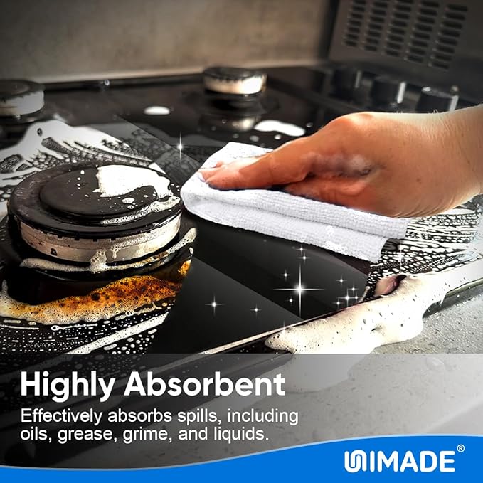 Microfiber Cleaning Cloth, 20 Pack Reusable Microfiber Towels for Cars Lint Free Cleaning Shop Towel Rags for Home Kitchen Automotive Bar Mechanic Restaurant Garage, 11.5"x 11.5", White