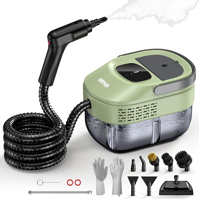 ODSD Steam Cleaner for Home & Car, 3-Level Adjustable Steamer for Cleaning, 15s Heat-Up & 1.6L Large Tank, Handheld Steam Cleaner for Car Detailing, Home, Tile, Grout, Furniture with 15pcs Accessories