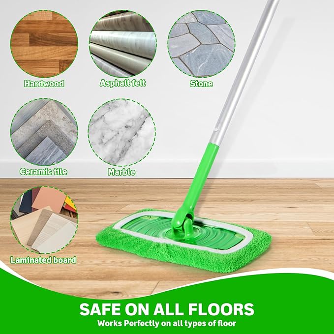 8 Pack Reusable Microfiber Mop Pads Compatible with Swiffer Sweeper, Dry Sweeping Cloths & Wet Mopping Cloths, Washable Pads for Surface/Hardwood Floor Cleaning (Mop is Not Included)