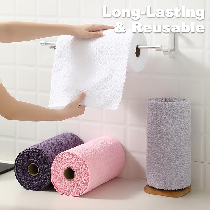 80 Pack Microfiber Cleaning Cloth Roll Reusable Paper Towels 12"x12" Tear Away Cloth,Absorbent Dish Rags for House Kitchen,Wash Cloths,Lint Free Rags for Window Cars Cleaning Supplies
