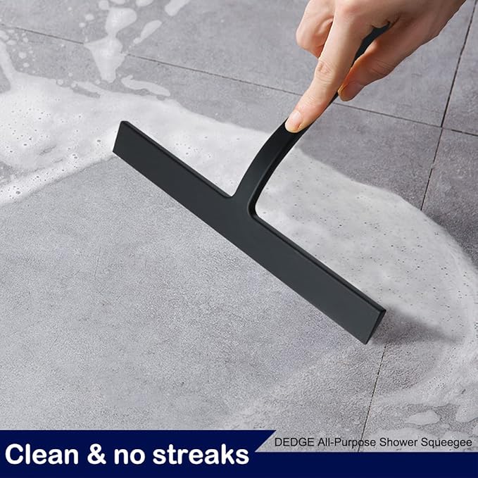 DEDGE Shower Squeegee Window Glass Wiper Scraper Cleaner with Silicone Blade for Bathroom/Kitchen/Car Glass/Mirror/Door 11-Inch (with Hook)