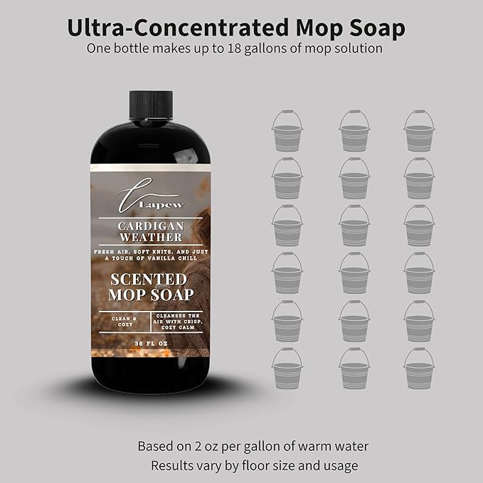 Luxury Floor Cleaner, Scented Mop Soap Concentrate | Hard Floor Cleaner for Tile, Vinyl, Laminate, LVP & Sealed Hardwood | Low-Foam, Streak-Free | 36 oz | Cardigan Weather