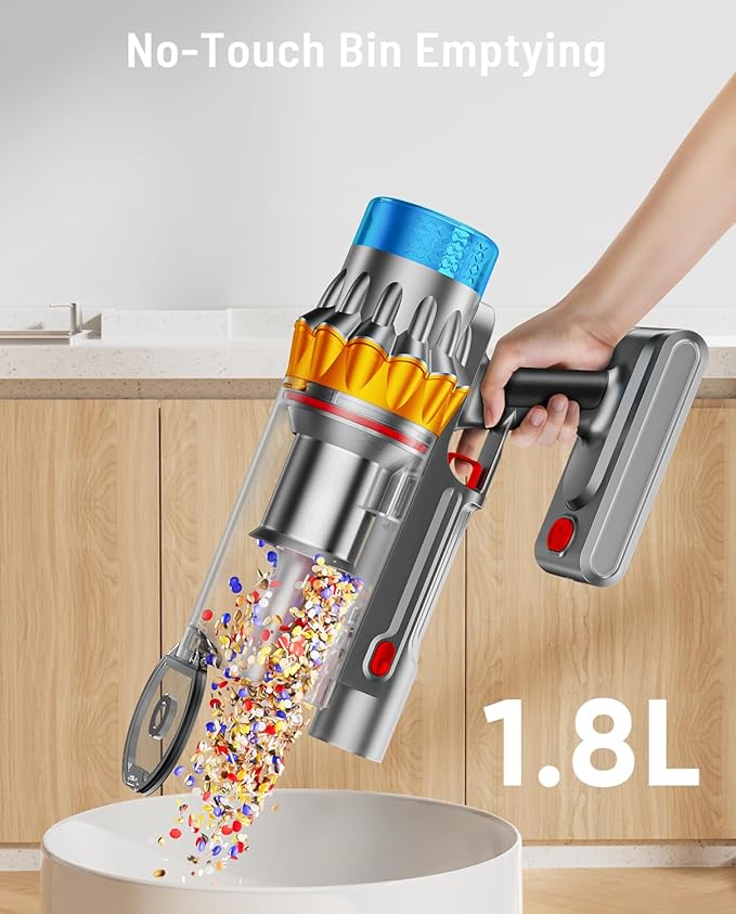 Cordless Vacuum Cleaner, 650W 55KPA 70Min Powerful Vacuum Cleaners for Home, Self-Standing Stick Vacuum Cordless Rechargeable/ Anti-Tangle/OLED Screen/1.8L Cup for Home Pet Hair/Carpet/Hardwood Floor
