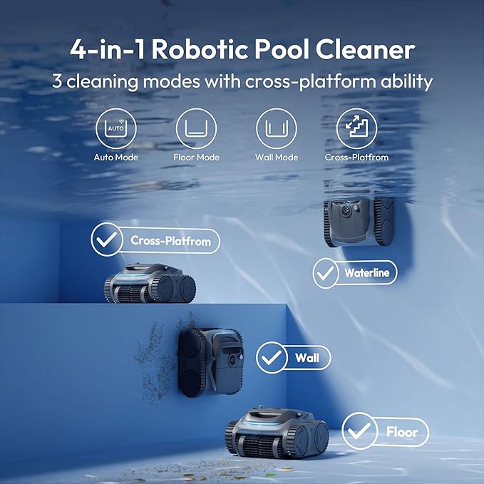 Bubot 700 Cordless Pool Vacuum, Robotic Pool Cleaner with Superior Suction, Smart Navigation, APP Control, Wall/Waterline Cleaning, 210-Min Runtime for Inground Pools up to 861 Sq.Ft (Space Grey)