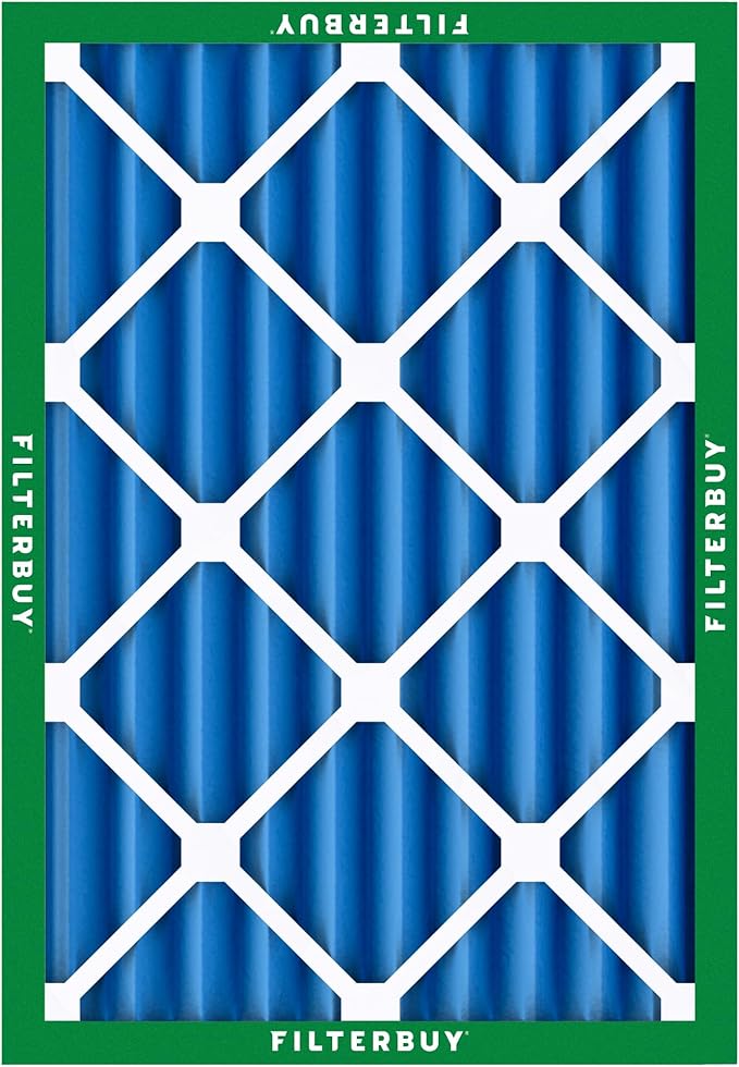 Filterbuy 20x25x4 Air Filter MERV 13 Optimal Smoke & Allergy Defense (6-Pack), Electrostatic Pleated HVAC AC Furnace Filters Replacement, Made in USA (Actual Size: 19.50 x 24.50 x 3.63)