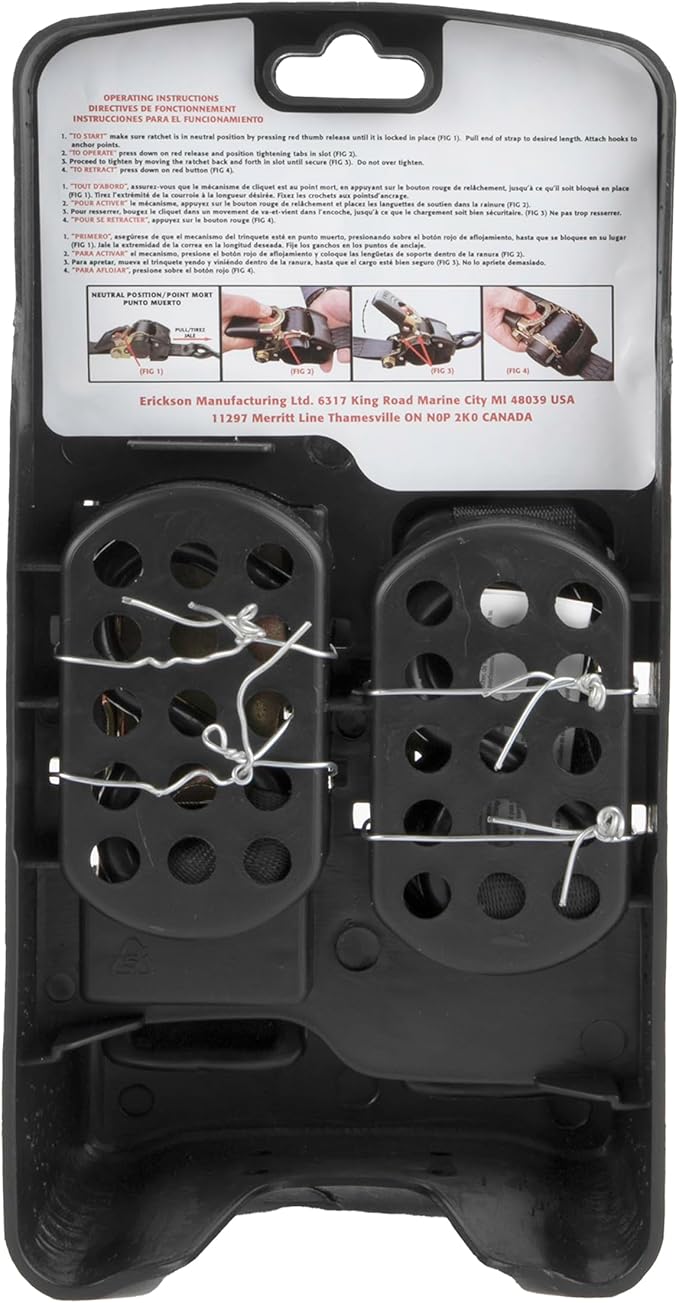 Erickson Pro Series 1in x 10ft Black Retractable Ratcheting Tie-Down Straps, Heavy-Duty Secure Hold, 1500 lb Load Capacity, Pack of 2