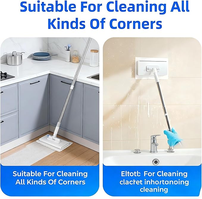 Snap Grip Mini Mop - Zero Touch No Wash Lazy Mop, Compatible with Swiffer & Face Towels, Adjustable for Wet/Dry Floors, Tile, Hardwood, Corners (5 Reusable Cloths)