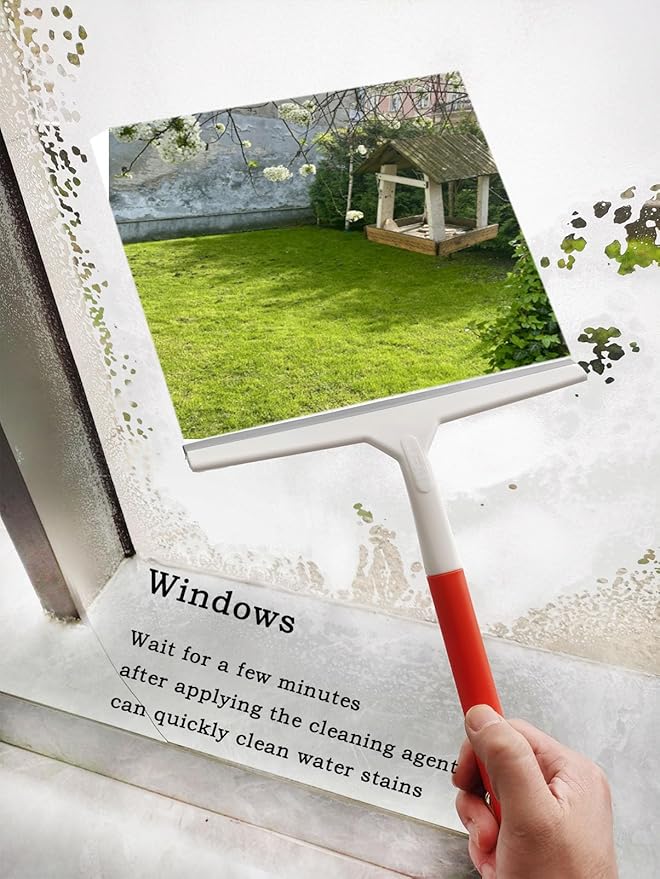 11.5 Inch Silicone Squeegee for Shower - Orange Non-Slip Handle Windshield Scraper Window Cleaner for Glass, Tiles, and Countertops - Streak-Reducing Home Cleaning Tool, 2pcs