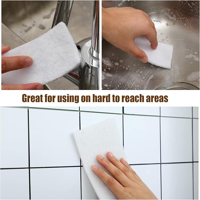 20 Pieces White Scrubbing Pad Non Scratch Scouring Pads Non Woven Scouring Sponge Multipurpose Abrasive Multi Surface Scrubber for Cleaning Polishing(4.5 x 9.8 Inch)