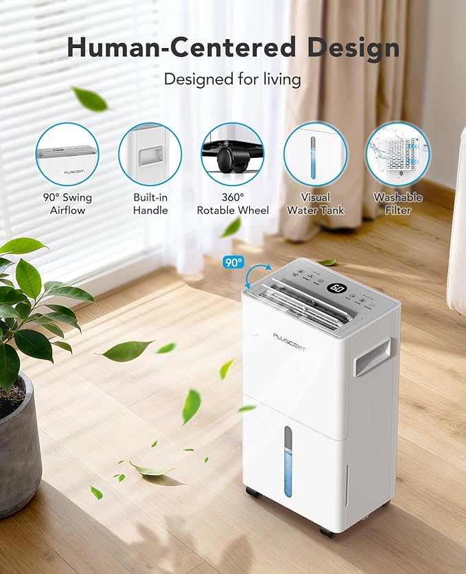 1,500 Sq. Ft Dehumidifier for Basement, 21 Pints Dehumidifiers for Home with Drain Hose, Quiet Operation, Smart Humidity Control, Auto Defrost, 24H Timer, Portable for Bedroom, RV, Bathroom