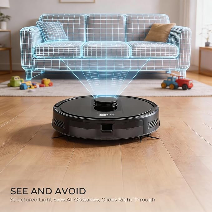 Apical Life Robot Vacuum and Mop Combo, 4000Pa Robotic Vacuum with Smart Obstacle Avoidance, 150 Min Runtime, APP/Alexa, Multi-Floor Mapping, Self-Charging for Pet Hair