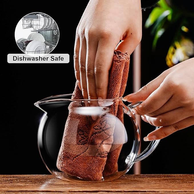 PARACITY Glass Teapot Stovetop 50 OZ/1500ml, Tea pot with Removable 18/8 Stainless Steel Infuser, Borosilicate Clear Tea Kettle, Teapot Blooming and Loose Leaf Tea Maker Tea Brewer for Camping, Travel