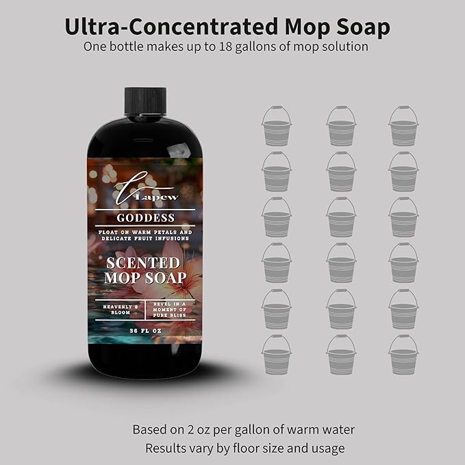 Luxury Floor Cleaner, Scented Mop Soap Concentrate | Hard Floor Cleaner for Tile, Vinyl, Laminate, LVP & Sealed Hardwood | Low-Foam, Streak-Free | 36 oz | Goddess