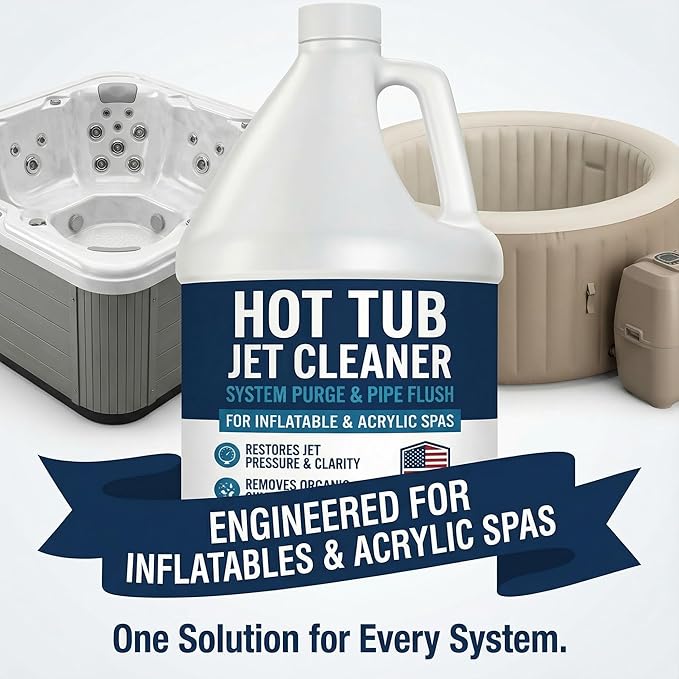Hot Tub Jet Cleaner 1 Gallon - Spa Line Flush & Spa System Flush - Jet Tub Cleaner for Jets, Lines & Tubes - Pipe & Line Purge Before Drain Refill - Made in USA - BubbyShine