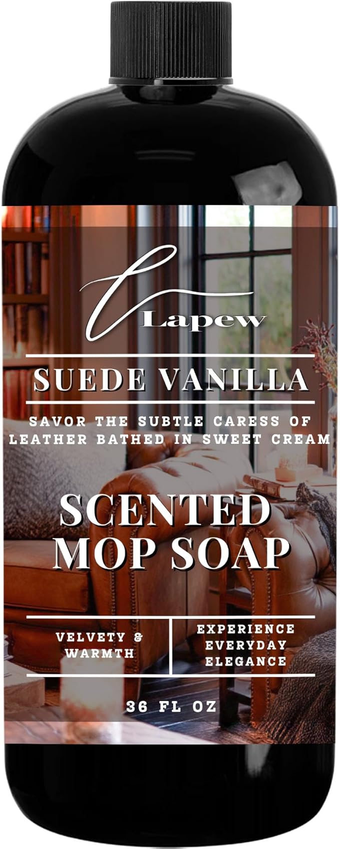 Luxury Floor Cleaner, Scented Mop Soap Concentrate | Hard Floor Cleaner for Tile, Vinyl, Laminate, LVP & Sealed Hardwood | Low-Foam, Streak-Free | 36 oz | Suede Vanilla