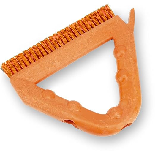 SPARTA Plastic Commercial Grout Brush, Triangle-Shaped Scrub Brush with Scraper and Two Threaded Holes for Attaching Handle (Sold Separately), 9 x 7 x 7 Inches, Orange, (Pack of 4)