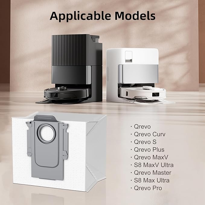 8 Pack Dust Bags Compatible with Roborock Q Revo, Qrevo Pro, Qrevo S, Qrevo MaxV, Qrevo Plus, Qrevo Master, S8 Max Ultra, S8 MaxV Ultra Vacuum Cleaner, 3.0L Large Capacity Disposable Bags