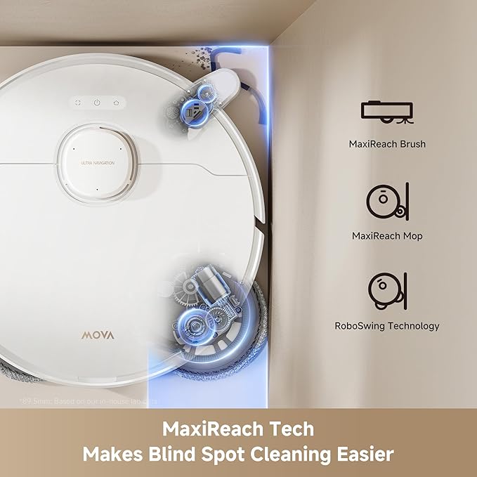 Mova P10 Pro Ultra Gen2 Robot Vacuum and Mop, 26,000Pa Suction, 212°F Hot Water Auto Mop Washing, 1-Hour Hot Air Drying, Extenable Mop, All-in-One Dock, Triple Anti-Tangle System for Home