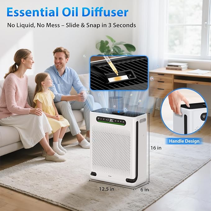 Air Purifiers for Bedroom Up to 2600 Ft², HEPA Air Purifier & Air Quality Display, Powerful Turbo Mode Air Cleaner for Pet Hair Odors Smoke Dust