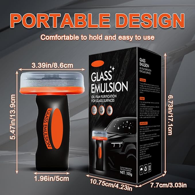 Glass Oil Film Remover for Car, 2026 Upgraded Automotive Oil Film Cleaning Brush, Hand-Held Glass Emulsion Cleaner for Car Windshield, Windows and Mirrors
