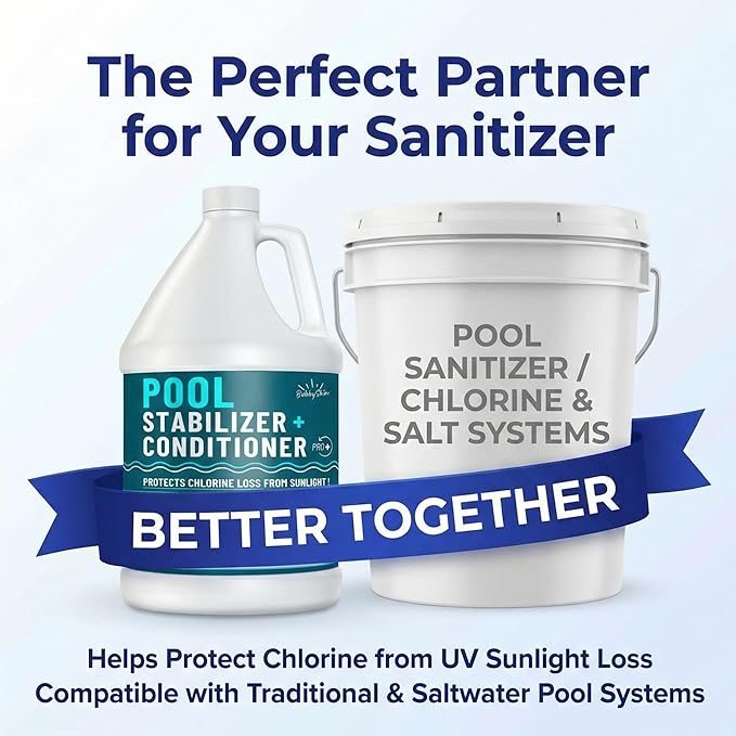 Pool Stabilizer - Cyanuric Acid Pool Stabilizer, Liquid Chlorine Stabilizer for Pool Chemicals, Swimming Pool Conditioner Stabilizer, for Salt Pool & Chlorine, 1 Gallon