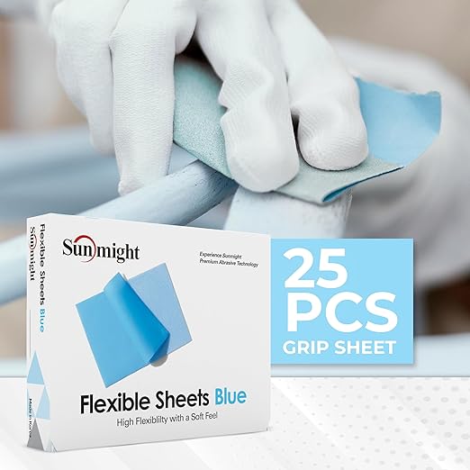 Sunmight 600G Grip 25 Flexible Sanding Sheets - Premium Aluminum Oxide - Flexible Sandpaper Film Backing - Ceramic Alumina Grit - Sandpaper for Wood, Metal, Plastic & Automotive