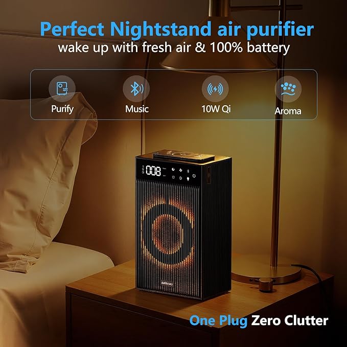 CleanForce Rainbow Cube | World’s First 4-in-1 Space-saving Air Purifier with Bluetooth Speaker, Wireless Charger & Aroma Diffuser | Swiss Tech，over 900ft² Coverage | Ultra-Quiet