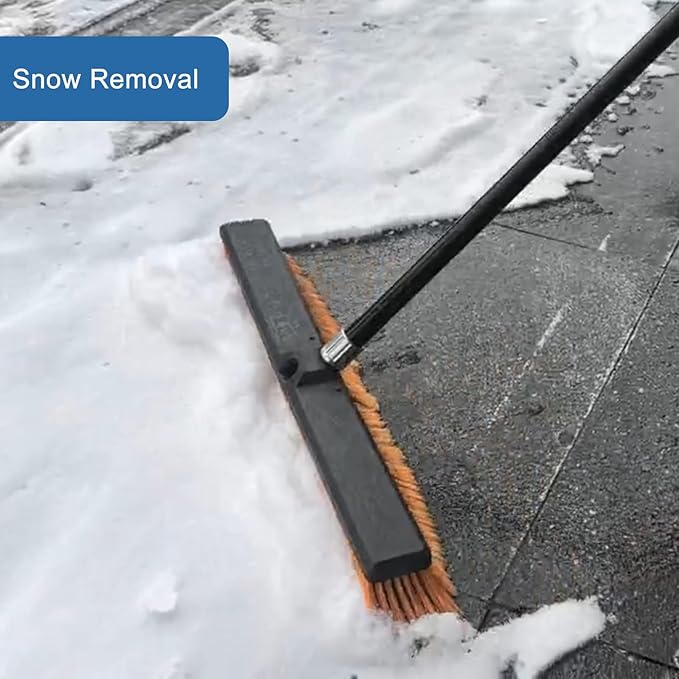 PBHEPJ 24 Inchs Push Broom Outdoor Heavy Duty, Shop Broom with 60" Long Handle for Cleaning Outdoor or Indoor Tile, Garage, Shop, Deck, Concrete, Wood, Stone, Patio Floor