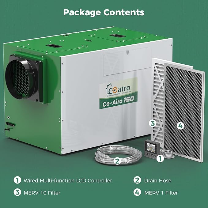 Whole House Dehumidifier with Controller, 280 Pint with Fresh Air Function, Crawl Space Dehumidifier with Drain Hose Up to 3500 sq. ft. for Grow Tent, Whole House, Commercial, Basement