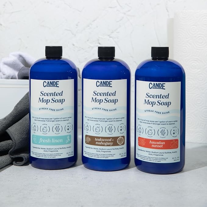CANDE Mop Soap - Highly Scented Mop Soap, Luxury Floor Cleaner, Premium Fragranced Floor, Streak-Free Shine, 32 oz (Bourbon Vanilla)