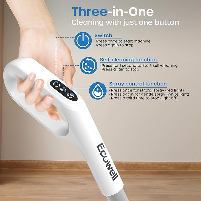 ECOWELL Wet Dry Vacuum Cordless Vacuum Mop Wash All in One, Self-Cleaning 0.1'' Dual-Sided Edge Cleaning, 8.2 lbs Lightweight Vacuum and Mop Combo for Hard Floors & Carpet, WCVP03