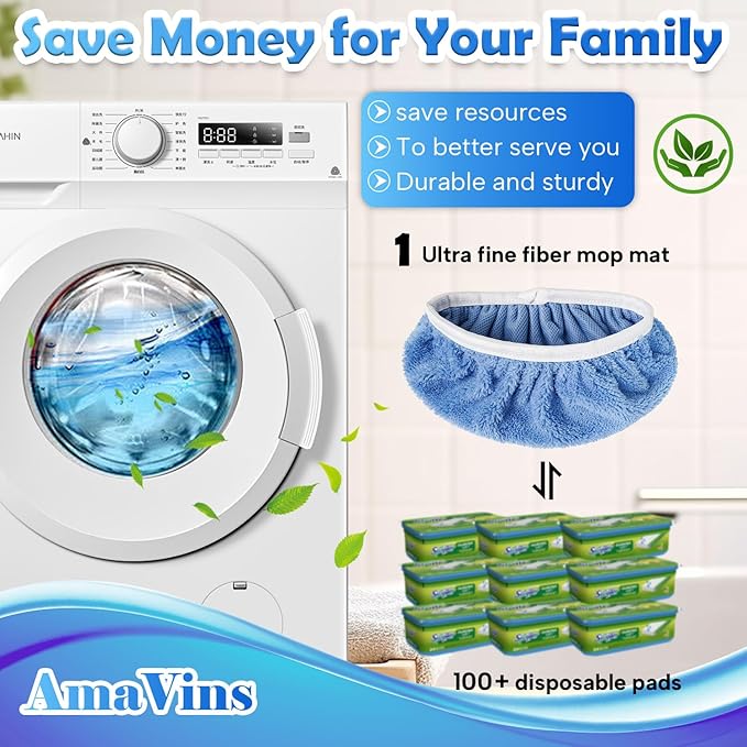 8 Pack Reusable Microfiber Mop Pads Compatible with Swiffer Sweeper Mop, Dry Sweeping Cloths & Wet Mopping Cloths, Washable Mop Pads for Surface/Hardwood Floor Cleaning (Mop is Not Included)