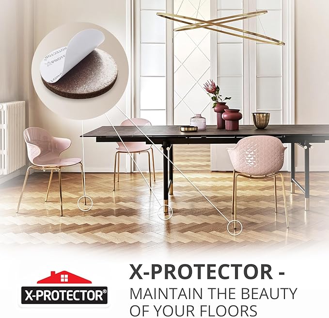 X-PROTECTOR Felt Furniture Pads - 24 PCS 2" - Felt Pads Floor Protectors - Chair Felt Pads - Felt Pads for Furniture Feet - Furniture Pads for Hardwood Floors - Protect Your Floors! (Brown, Round)