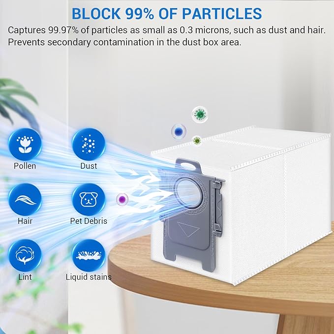 24 Pack Dust Bags Replacement for Roborock QV 35A/Qrevo S5V/QV35S/Saros 10/10R/Z70/Qrevo/Q Revo/S/Qrevo Pro/Plus/MaxV/Master/Curv/Edge/S5X/Qrevo Edge S5A/S8 MaxV/S8 Max Ultra Robot Vacuum Cleaner