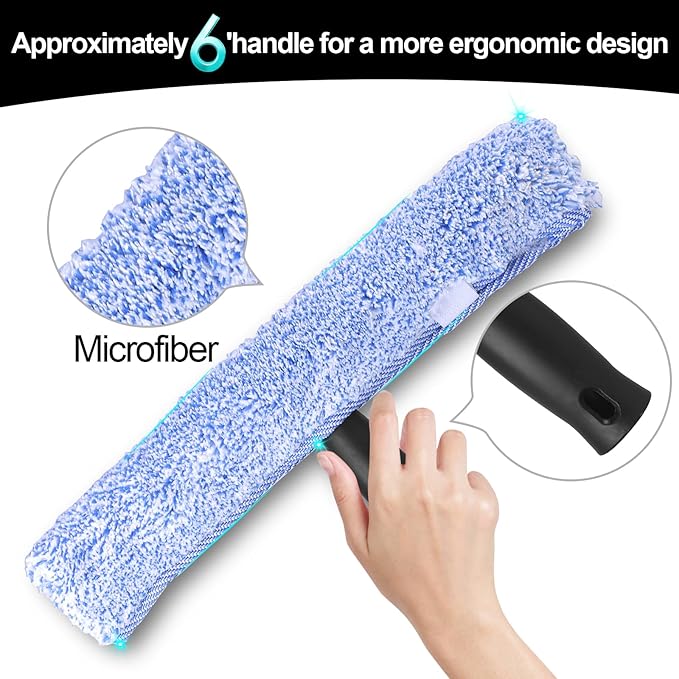 2Pack 14-Inch Multifunctional Rust Proof Window Cleaning Kit. Squeegee for Shower Glass Doors, Bathroom Doors, Mirrors and Windows